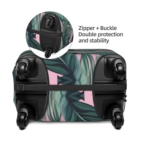 Green Palm Tree Leaves Pink Print Suitcase Cover Travel Luggage Cover Suitcase Protector Covers With Zip Washable For18in-32in Luggage, X-Large, 120004