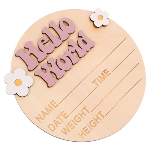 Hohopeti Baby Milestone Sign Wooden Newborn Announcement Sign Photo Prop Birth Announcement Board for Baby's First Year