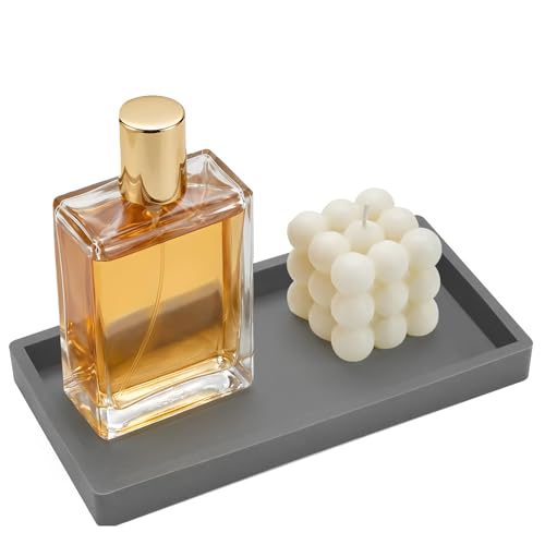 Vassoio Da Bagno In Silicone, Vassoio Per Cosmetici, Piccolo Vassoio Decorativo Per Mobili Da Banco Da 10x20 Cm, Organizer Per Lavello Da Cucina Per Strofinare Profumi, Gioielli, Candele(Grigio)