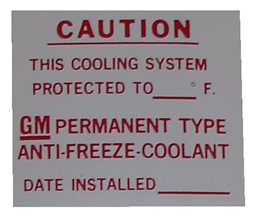 1965-1975 DEALER INSTALLED ANTIFREEZE DECAL (COMPATIBLE WITH CADILLAC)