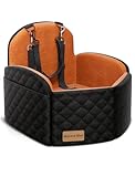 Mavora Max (Up to 35lbs Small/Medium Dog Car Seat Booster Dog Seat for Car Portable with Adjustable Seatbelts Pet Travel Car Bed Seat for SUV, Truck, with Memory Foam Cushion (Black/Brown)