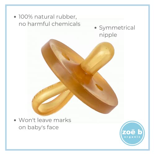 Zoë B Organic Symmetrical - Shorter Nipple Less Gagging - Small Newborn - Natural Rubber Pacifier thumb #4