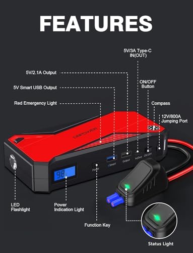 image for DBPOWER 1600A Peak Car Jump Starter 17200mAh Portable Jump Starter (up