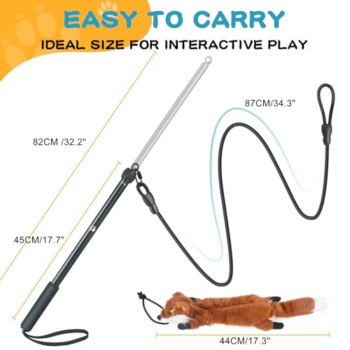 Flirt Pole for Dogs - Heavy Duty Interactive Dog Rope Toy, Agility Training Fishing Pole for Large and Small Breeds, Durable Exercise Stick with Replaceable Tails - Image 4