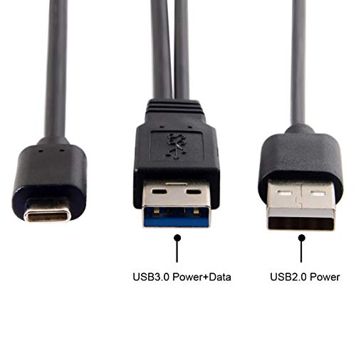 chenyang UC-125 Type-C USB-C to USB 3.0 Male & USB 2.0 Dual Data Y Cable for Laptop & Hard Disk 60cm, Black USB3.0 - Image 2