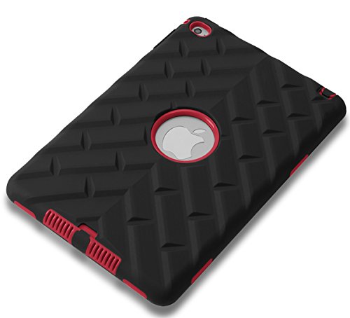 Ipad Mini 4 Case, Ipad A1538/A1550 Case, Hocase Rugged Shockproof Anti-Slip Hybrid Hard Shell+Silicone Rubber Bumper Protective Case For Apple Ipad Mini 4Th Generation 2015 - Black/Red #TOP6