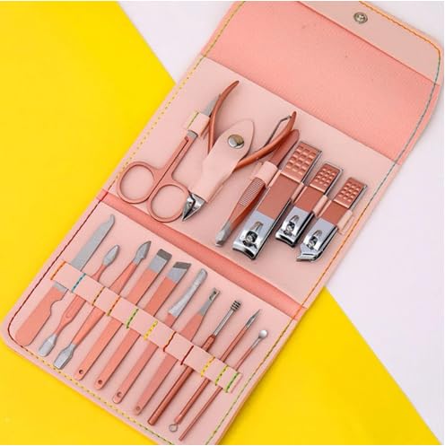 Kit Manicure e Pedicure 16 Peças – Ferramentas de Aço Inoxidável com Bolsa Portátil