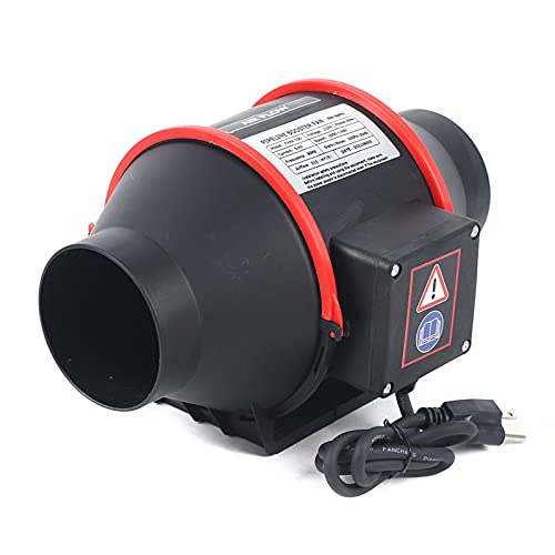 Quiet 4” Inline Duct Fan 310 Cfm Ventilation Kitchen Exhaust Fans Blower Fan Ductless Bathroom Exhaust Fan Ventilation For Kitchen Heating Cooling Booster, Ducting, Vents, Bathroom, Black + Red #TOP21