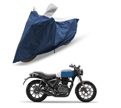 Image of Hunter 350 Two Wheeler Bike Cover Accessories - Dustproof - UV Protection - Premium Bike Cover Blue White