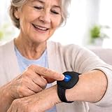 Braccialetto SOS per Anziani Bambini e Donne Incinte - Allarme Personale, Pulsante di Chiamata Emergenza Blu, Collegato al Telefono, Compatibile con APP Tuya e Smart Life. (Nero)