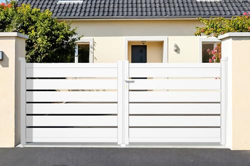 Casanoov Portail battant 3m VOGEL H.120cm blanc aluminium