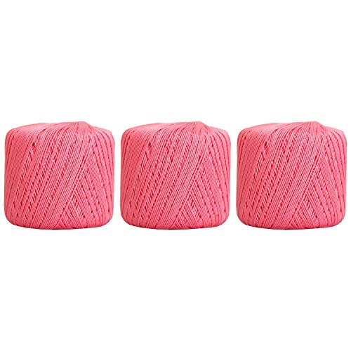 Image of ThreadArt 100% Cotton Crochet Thread Size 3, 3 Ball Pack, Pink 34 | Soft pure cotton crochet thread for lace, doilies, amigurumi and crafts. Smooth finish with crisp stitch definition.