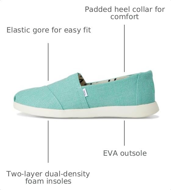 Image of TOMS Women's Alpargata Plus Slip On Espadrille, Textile Upper, Relaxed Fit, CloudBound Insole, Stretchy Easy On and Off