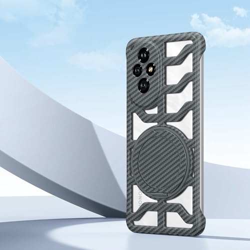 Image of for Honor 200 Pro 5G Case with Kickstand Heat Dissipation Hard PC Phone Back Cover Carbon Fiber Texture - Grey