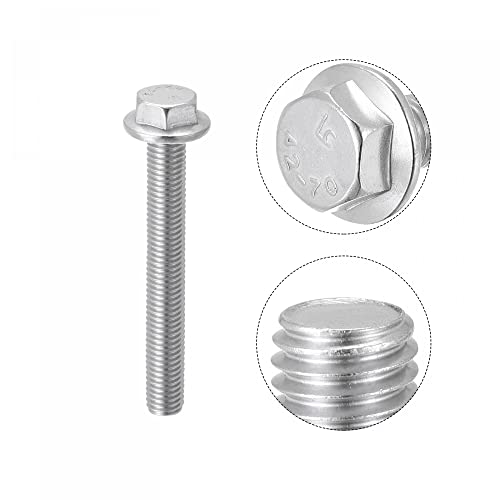 Image of uxcell M10x80mm Hex Serrated Flange Bolts Screws Metric Thread 304 Stainless Steel 6pcs