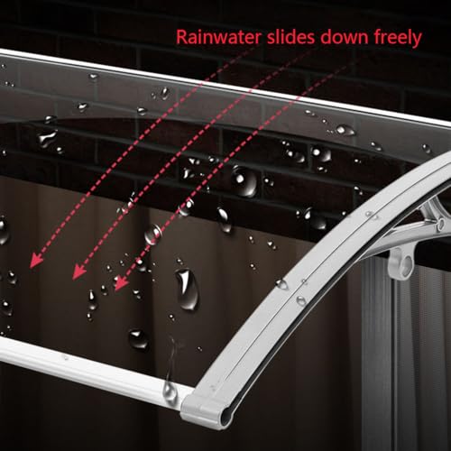 Toldo Curvo para Porche, Cubierta Transparente para Puerta Principal, protección contra la Lluvia, contra Rayos UV, Lluvia y Nieve, Soporte de Aluminio, Tablero de policarbonato, l