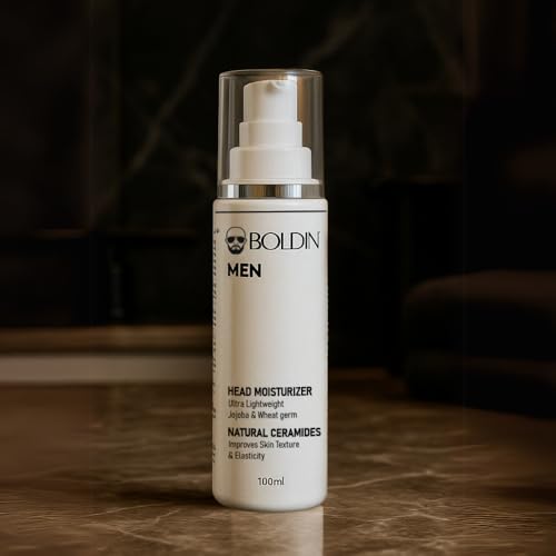 Image of BOLDIN Head Moisturizer: Lightweight Moisturizer for Bald & Shaved Heads | Natural Ceramides & Essential Oils for Scalp, Face & Neck | Restores Skin Barrier - 100ml (pack of 1)