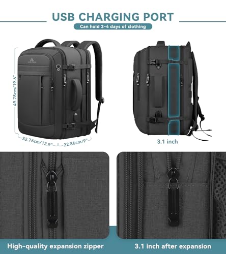 Generic Travel Backpack, 50L Expandable Extra Large Laptop Backpack, Carry On Backpack Water Resistant Business Suitcase Daypack Bag Fits 17 Inch Laptops の商品画像 1