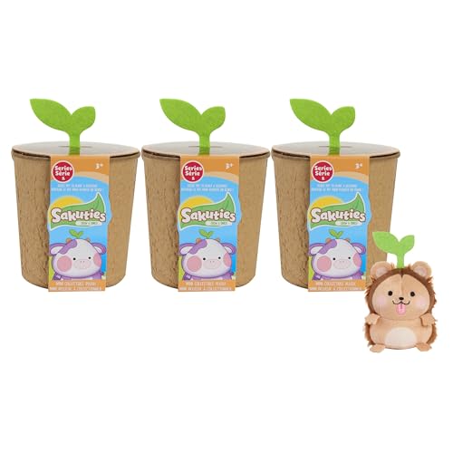 Sakuties Mini Collectible Stylized Plush Stuffed Animals, 3-pack Blind Collectible, Holiday Stocking Stuffers, Gifts, Presents, Toys for Ages 3 Up by Just Play