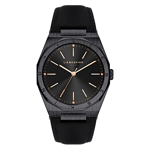 Montre à quartz analogique noire Liebeskind Berlin avec bracelet cuir classique femme