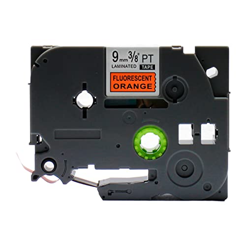 Fita Refil Compatível TZ-B21 TZe-B21 Laranja Fluorescente Neon 9mm para Rotulador Brother PT-H105 PT