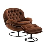 Accent Chair with Ottoman, Modern Velvet Tufted Upholstered Armchair Lounge Chair with Comfy Footres