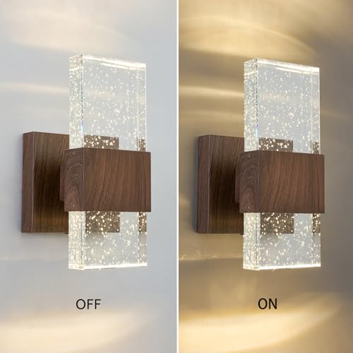 Zuimeitians SHUIZHUANYIBIDENG Bubble Crystal Wall Lamp 3000K Led Mount Sconces Crystal Wall Lighting Farmhouse Wall Sconce For Living Room Bedroom Hallway Entry Staircase Walnut Finish 1 Pack thumb #6