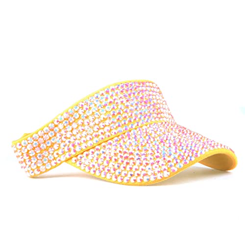 Image of Gudessly Shiny Rhinestones Sport Sun Visor Adjustable Summer Cap Visor Caps for Women Men