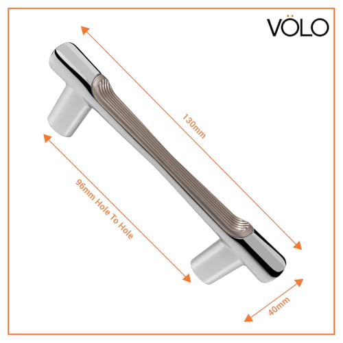 Image of VOLO Wardrobe Cabinet Handle - Sleek Pull Handle for Drawers, Wardrobes, Sliding Doors, and Cabinets in Kitchen, Bedroom, and Office (R-241) (2, Silver, 96MM (4 Inch))