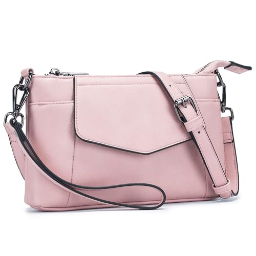 Switrock Small Crossbody Bags for Women,Leather Handmade Wristlet Clutch Mini Cell Phone Crossbody Wallet Purses with Card Slots