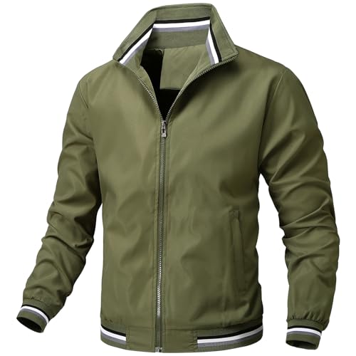 Image of PEGENO Men's Lightweight Jacket Spring Fall Thin Flight Bomber Jacket Sportwear Full Zip Windbreaker Casual Coat