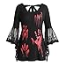 Produktbild Writtian Damen Halloween Kostüm für Karneval Fasching Halloween Spitze Chiffon Patchwork Flare Sleeve Oberteile Horror Muster Drucken Cosplay Karneval Fasching Kostüm (XXXXXL, A-Black)