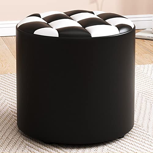 Repose-Pieds Rond en Cuir Polyvalent - Tabouret Chic Assise Confortable