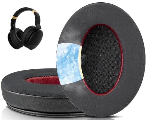 SOULWIT Cuscini di Raffreddamento in Gel di Ricambio per Cowin E8 Cuffie, Cuscinetti Auricolari con Tessuto di Seta di Ghiaccio, Schiuma di Isolamento Acustico - Nero