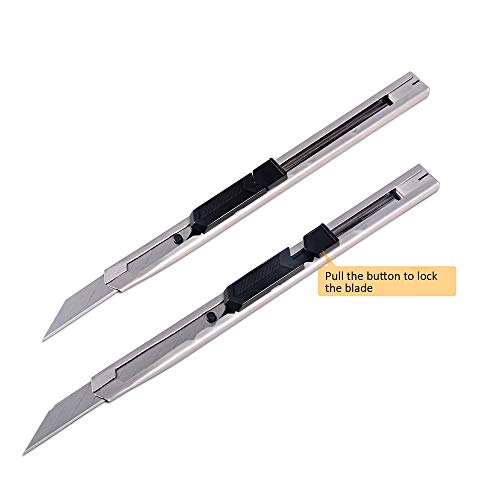 Gomake Wrapping Paper Cutter Utility Knife 9Mm Stainless Steel Handled Lockable Box Cutter With 30 Degree Snap Off Blades For Vinyl Film Cutting ,Craft Knife,Window Tint Gift Wrap Cutter #TOP1