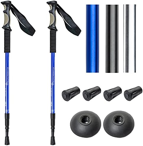 BAFX Products - 2 Pack - Anti Shock Hiking / Walking / Trekking Trail Poles - 1 Pair, Blue, Royal Blue