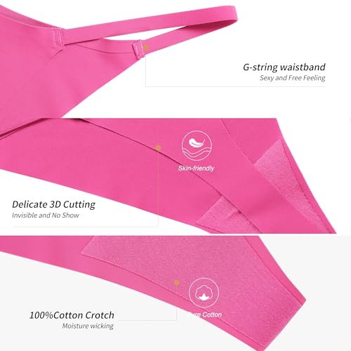 Image of DEANGELMON Seamless G-string Thongs for Women - No Show Thong Underwear Low Rise Stretch Panties Workout Pack