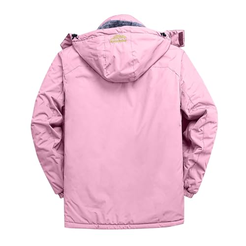 Women's Windproof Waterproof Jacket Thick Fleece Lined Warm Hooded Outdoor Coat Winter Skiing Outdoor Walking Fleece Coat with Detachable Hood Softshell Warm Breathable Fleece Waterproof Jacket - Image 4