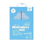 Bloomsbury Mill - Cellular Blankets Baby - Soft 100% Organic Cotton Baby Blanket - Pack of 2 - Essentials For Newborn - Ideal for Cot Bed, Travel, Car Seat, Pram, Moses Basket - Blue 75x95cm