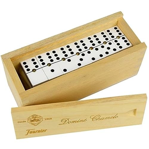 Fournier- DOMINO CHAMELO CELULOIDE CAJA MADERA, Color marrón (F06573)