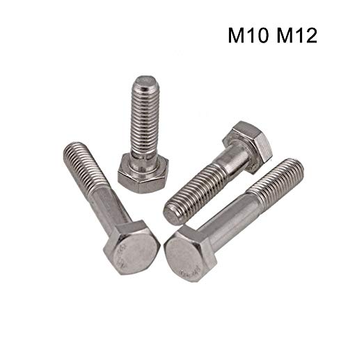 Lot de 10 boulons hexagonaux filetés M12 en acier inoxydable 304 à filetage grossier – M12 x 40 mm
