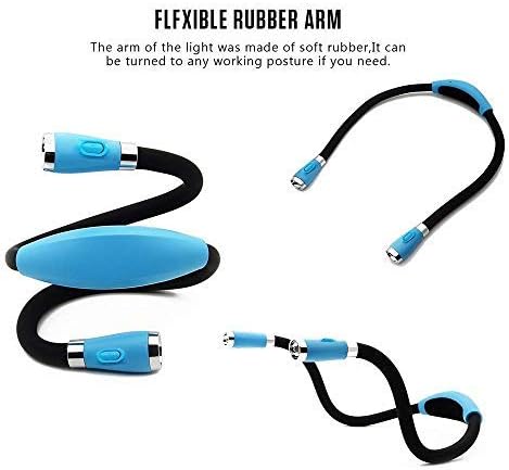Rechargeable 4 LED Book Light,LED Hug Light,Neck Hug Reading Lights, Hands Free Flexible Arm,2 Flexible Soft Silicone Arms Comfortable Wear, Perfect for Bookworms Kids Crafts Knitting Travel or BBQ