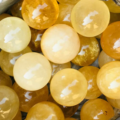 BUSOTH Natural Crystal Rough Rare Natural Yellow Calcite Quartz Sphere Crystal Ball Specimen 2.2LB