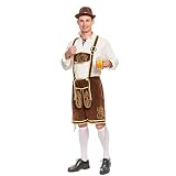 Spooktacular Creations Męski niemiecki bawarski kostium Oktoberfest zestaw spodni skórzanych dla mężczyzn na Halloween, imprezę i festiwal piwa (XL)
