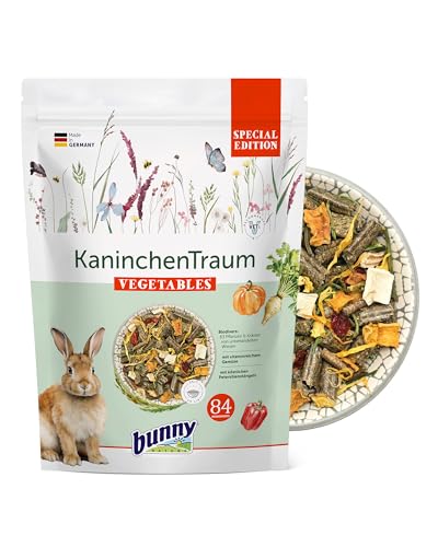 bunnyNature KaninchenTraum Vegetables - Zwergkaninchen Alleinfuttermittel ab 6. Lebensmonat - Kaninchen-Futter - 63 Pflanzen, Kräuter & Extra Gemüse - 1,5kg