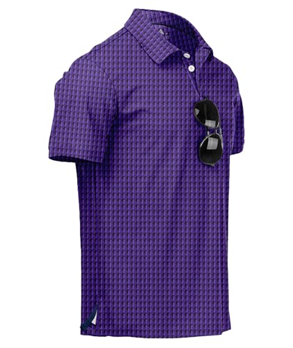 Image of ZITY Mens Golf Polo Shirts Short Sleeve UPF 50+ Performance Moisture Wicking Print Pattern Casual Collared Golf Shirt for Men