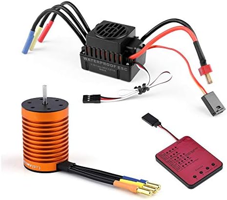 ALOVEMO 9T 4370KV Brushless Motor+60A ESC +Program Card Combo for 1/10 RC Car Truck,4-Pole 12-Slot Hi-Torque Motor,Waterproof ESC,High Purity Copper Winding
