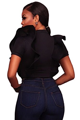 Haut col en maille chic BaronHong parfait pour vos soirées avec ce body à volants unique