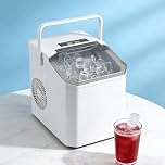 Portable Ice Maker Machine for Countertop, 2 Bullet Ice Sizes in 6-8 Mins, 14KG/24H, Self-Cleaning, with Ice Scoop & Basket, for Home, Kitchen, Office