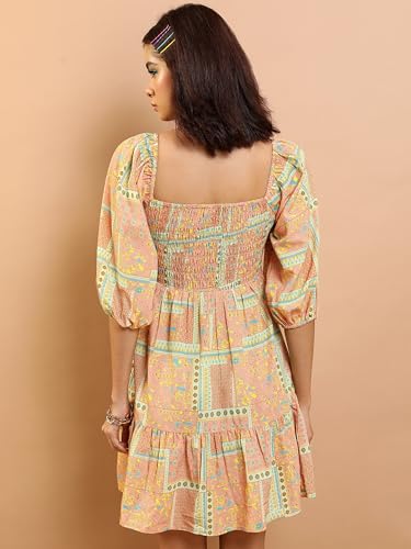 Image of Tokyo Talkies Women's Short Sleeves Square Neck Printed Dresses | Stylish Dresses | Casual Dresses